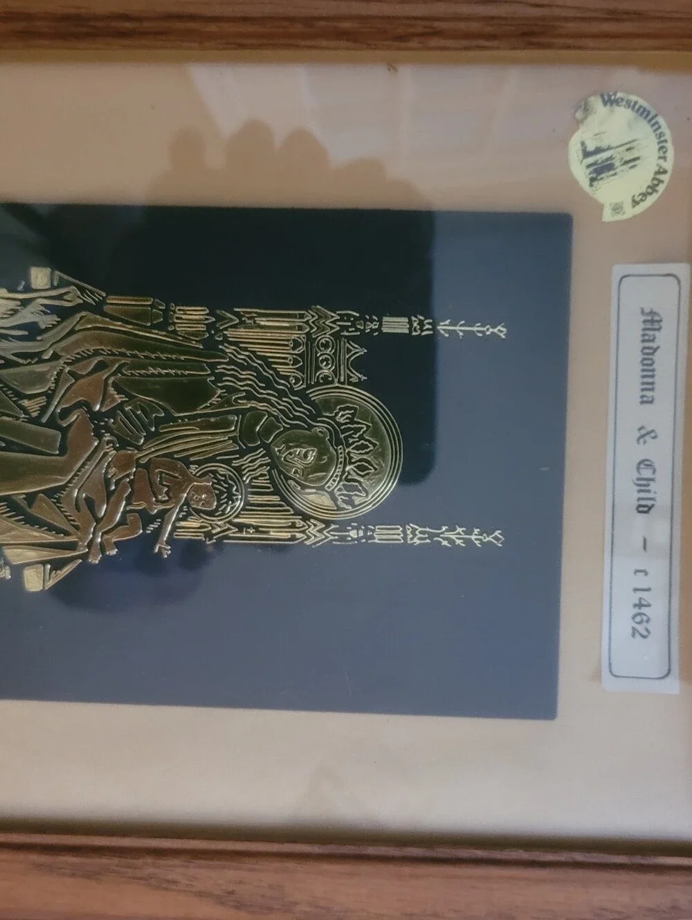 Vintage Framed Westminster Abbey Brass Rubbing Art – Madonna & Child c.1462